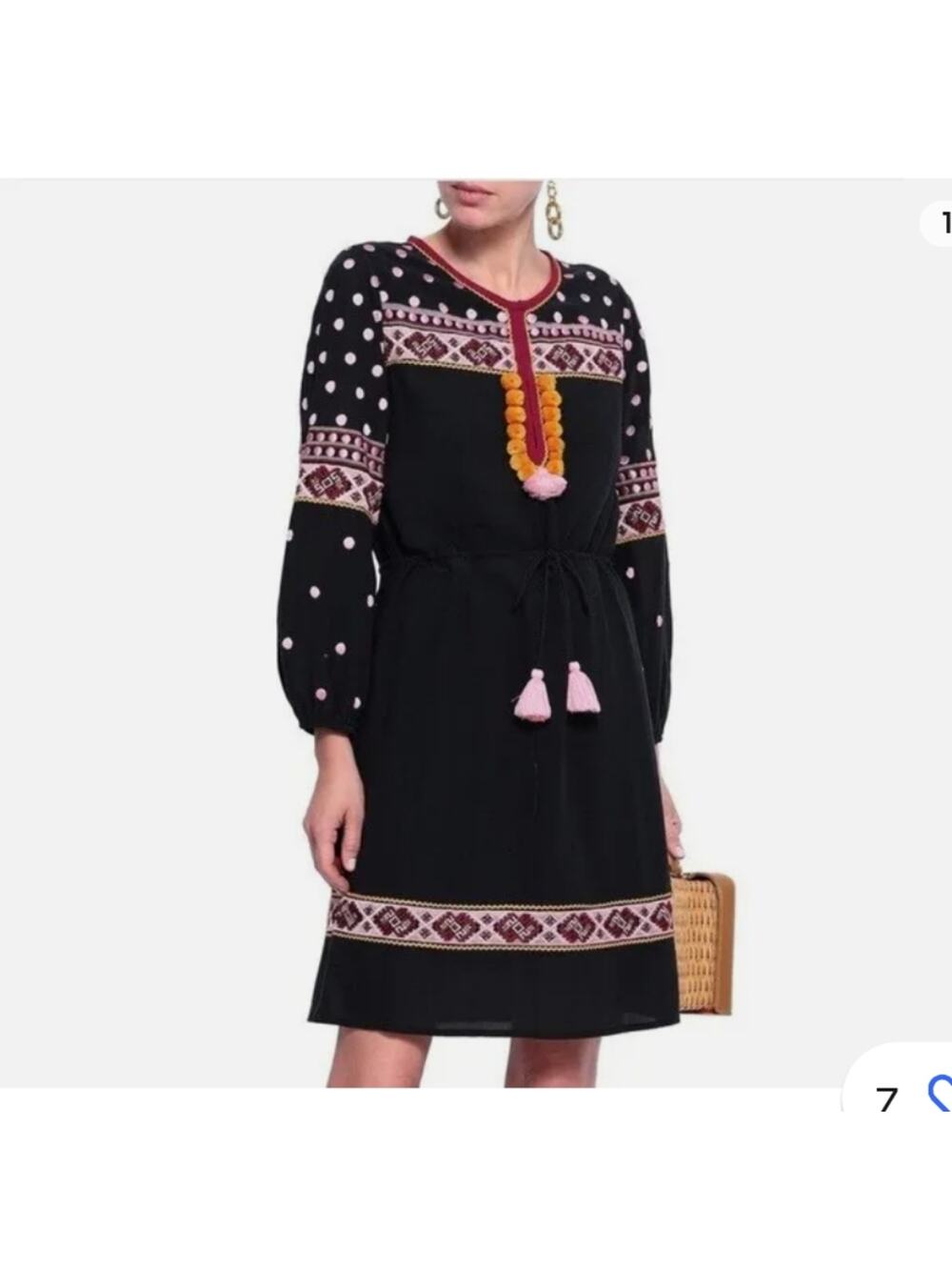 Figue Savannah Tasseled Embroidered Dress Size XS